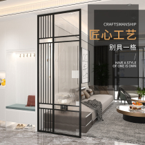 Wrought iron light luxury door Changhong glass screen Stainless steel simple modern titanium living room bathroom partition entrance