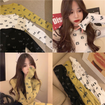  Western style slim-fit thin printed letters inside long-sleeved T-shirt womens summer 2021 new Korean bottoming shirt top