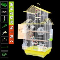 Budgerigar bird cage Wen bird pearl peony large large encrypted villa cage Wrought iron metal breeding bird cage