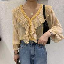 Victoria Q 2020 spring new MUA South Korea East Gate agency purchase set of headflower spike collar lady flower shirt