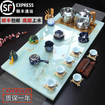 Marble Jade kung fu tea set household tea tray simple European living room modern office automatic stone plate