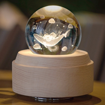 Whale crystal ball music box rotating music box girl birthday gift children ten-year-old girl creative gift