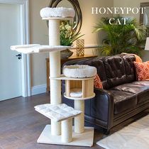 Honey pot cat luxury solid wood cat climbing frame cat tree cat nest to prevent cats from grabbing sofa 172501 Shunfeng