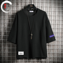 Summer seven sleeve t-shirt men's short sleeve plus fat plus plus size loose five sleeve medium sleeve fat man half sleeve top