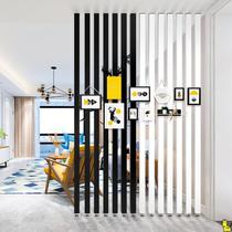 Porch partition custom simple non-perforated grille decoration solid wood column screen Nordic living room light
