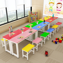 Primary School Childrens Kindergarten Remedial Class Color Single Desk Double Class Double Class Table And Chairs Handmade Painting Fine Art Training Table And Chairs