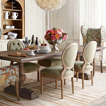 American country retro solid wood table luxury European home living room table rectangular Roman column coffee table
