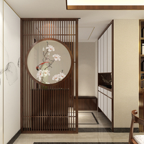 New Chinese style Earth solid wood screen partition living room hotel porch simple tea room office wooden seat screen