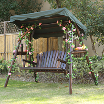 Anti-corrosion wood solid wood swing double landing rain protection ceiling balcony hanging chair courtyard outdoor carbonized wood rocking chair