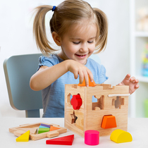 Wooden Angel wooden fun geometric building blocks childrens six-sided box seven-chip shape matching set up educational toys