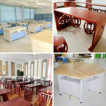 Student Chinese calligraphy and calligraphy double Chinese table Labor general classroom console antique solid wood hexagonal table