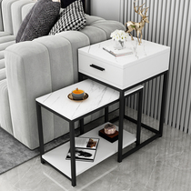 Simple rock board side sofa side cabinet living room mobile coffee table sofa side cabinet narrow long light luxury corner table