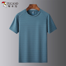 Woodpecker summer ice silk quick-drying short-sleeved T-shirt mens elastic breathable running sports sweat-absorbing quick-drying clothes womens half sleeve