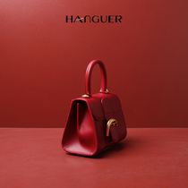 HANGUER&CK SADDLE BAG RED BRIDES WEDDING BAG HANDBAGS HANDBAG WOMEN 2022 NEW WAVE SLOPED SATCHEL