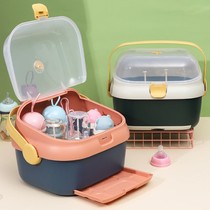 Baby bottle storage box multifunctional drain rack baby supplies milk bottle rack drying rack storage box dustproof belt cover