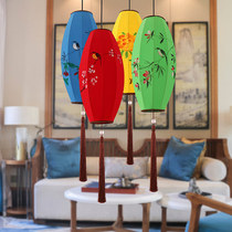 Traditional luminous fabric hot pot restaurant olive classical Chinese style antique hand painting hanging red hanging Palace Lantern Cage decoration