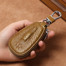 Universal Car Key Bag Crocodile Textured New Male And Female Car Lock Spoon Head Layer Bull Leather Car Remote Control Key Protective Sleeve