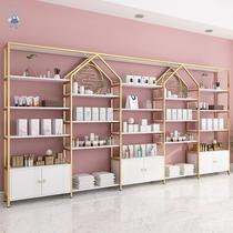 Beauty salon product display cabinet high-end atmospheric glass with lock door transparent cosmetics hand-held display cabinet
