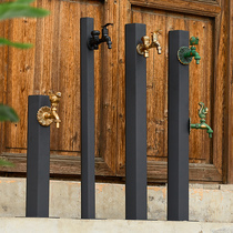 Black outdoor faucet column antifreeze vintage shape Outdoor courtyard landscape garden yard Animal copper faucet