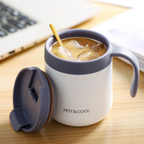 Coffee thermos female cute stainless steel water cup with handle Home office large capacity cup Male with lid