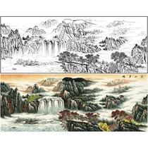 Meticulous painting large banner landscape white-drawing manuscript Jiangshan Duojiao is used as a copy of the starting draft hook print draft FS03