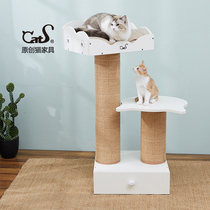CatS cat furniture High and Low strong cat grab column wooden cat bed cat nest storage space thick sisal G1b
