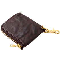 Bull Lord Original Handmade Genuine Leather Zero Wallet Retro Trendy Man Short wallet ultra-thin zipper Little money clip card bag