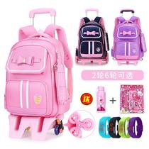 Tier bag boys and girls for primary and secondary school students waterproof stairs six-wheeled large capacity drag childrens backpack