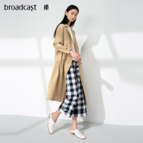 The reflection of more than two meters high of bdm1fd474 women's long wind coat with asymmetrical hem