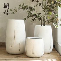 Modern simple ceramic flowerpot large Nordic living room planting tree green plant high Deep Basin white wagi Cai 2021 New
