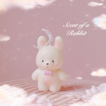 Bow tie rabbit hand-painted scented candle silicone mold hand-made material diy standing white rabbit birthday gift