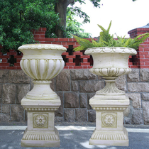 Retro do old plantation Villa doorpost outdoor rough pottery hotel courtyard European style simple sculpture floor large flower pot