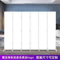 Solid color screen partition simple modern folding mobile decoration brick pattern white office flat bedroom shelter Hotel