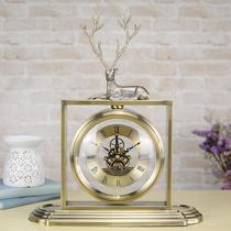Nordic metal table clock Bedside creative Quartz clock European Living Room table decoration table clock Household retro sitting clock