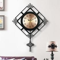 China knot Chinese hanging clock living room Chinese wind clock metal muted creative clock big number home brief hanging watch