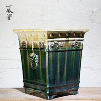 Yixengtang double-sided beast head Xiangyun texture drum nail big cliff basin stone Bay glazed high temperature firing basin Chinese style