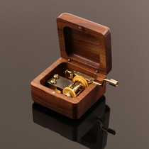 Private custom Meets the Sky City happy birthday music box wooden hand crank music box diy walnut box