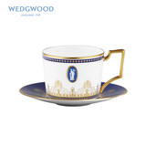 British Wedgwood Collection Anthemion Blue Gem Bright Blue Embossed Jade Cup and Saucer Set