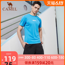 Camel outdoor sports suit men's summer loose and breathable short sleeve shorts leisure sports suit two piece fitness set