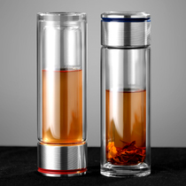 Tea water separation double-layer glass portable tea tea cup personal special thermal insulation men's cup anti-fall