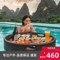 Vines Floating Round Water Trays Bali Vietnam Net Red Drift Waterproof Hotel Villa swimming pool dinner plate