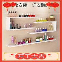 Nail art shelf Wall-mounted nail oil glue partition shelf punch-free wall shelf Cosmetics nail polish display rack