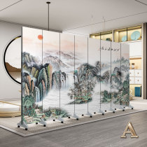 New Chinese landscape screen partition Living room entrance Office Conference room Hotel hall Folding mobile double-sided wall