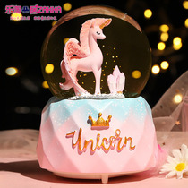 Transparent crystal ball ball ball music box unicorn music box creative dream dream birthday gift male and female romantic