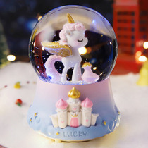 Luminous unicorn crystal ball music box children dream girl carousel princess girl day new year gift