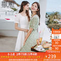 Xiangying white dress female square collar 2020 summer new temperament is thin waist skirt