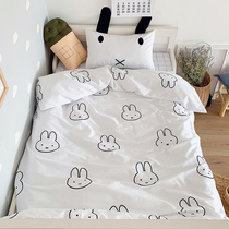 Cartoon cotton childrens bed three-piece cotton girl sheets quilt cover supplies dormitory boy four-piece set cute