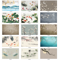 New Chinese screen partition picture core translucent Georgette yarn round custom horizontal picture landscape flower bird screen yarn canvas