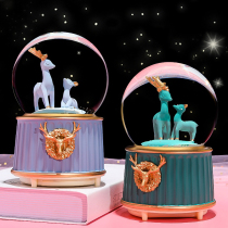 Girls heart Nordic style Fawn Rotatable Crystal ball Music box Music box decoration Dream girl birthday gift