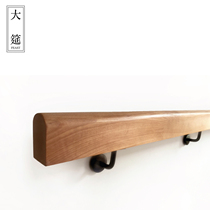 Solid wood duplex second floor wall guardrail staircase solid wood handrail decoration wooden household indoor balcony glass railing